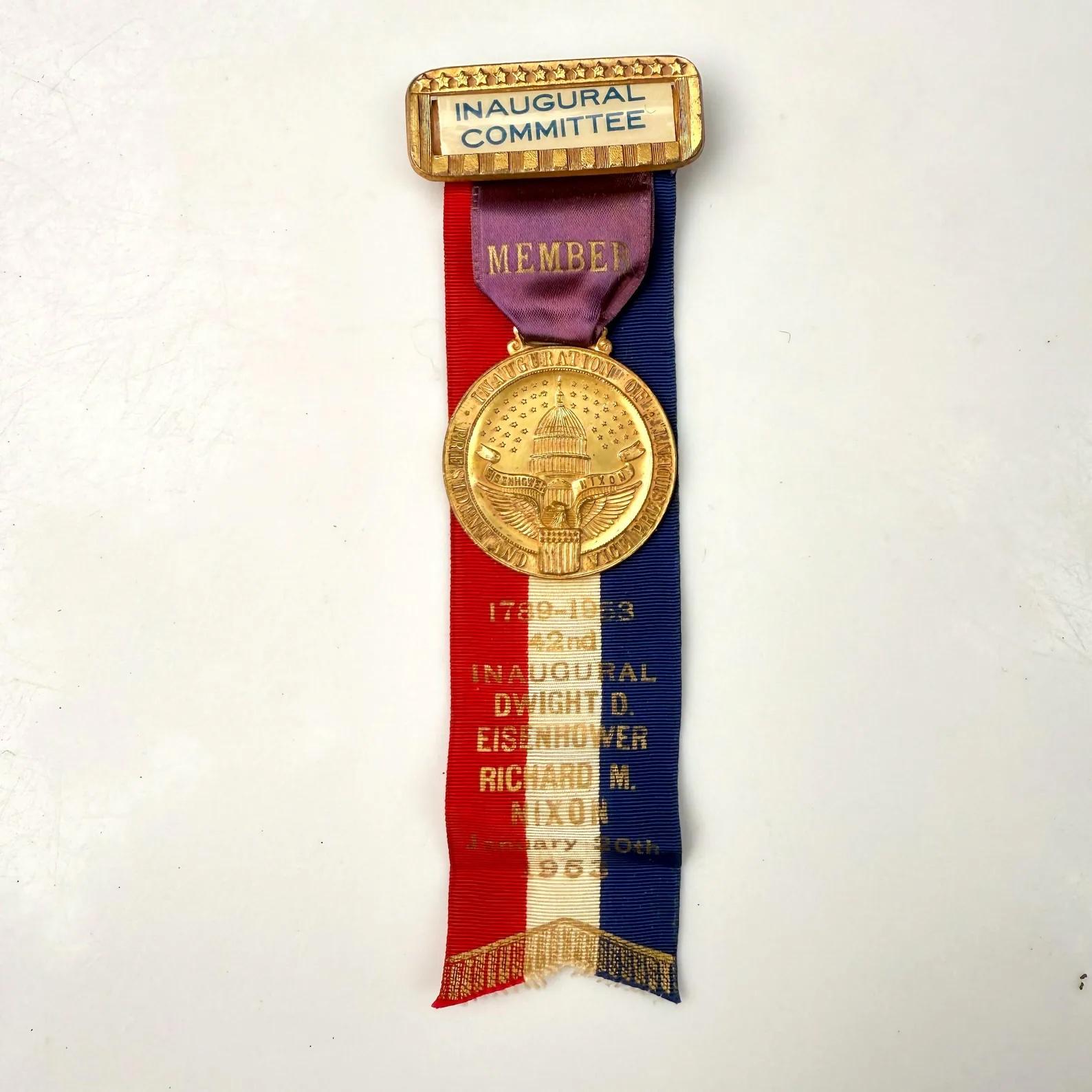 A very clean example of a rare Eisenhower Inaugural Committee Member Medal Ribbon for Inaugural Ball.

