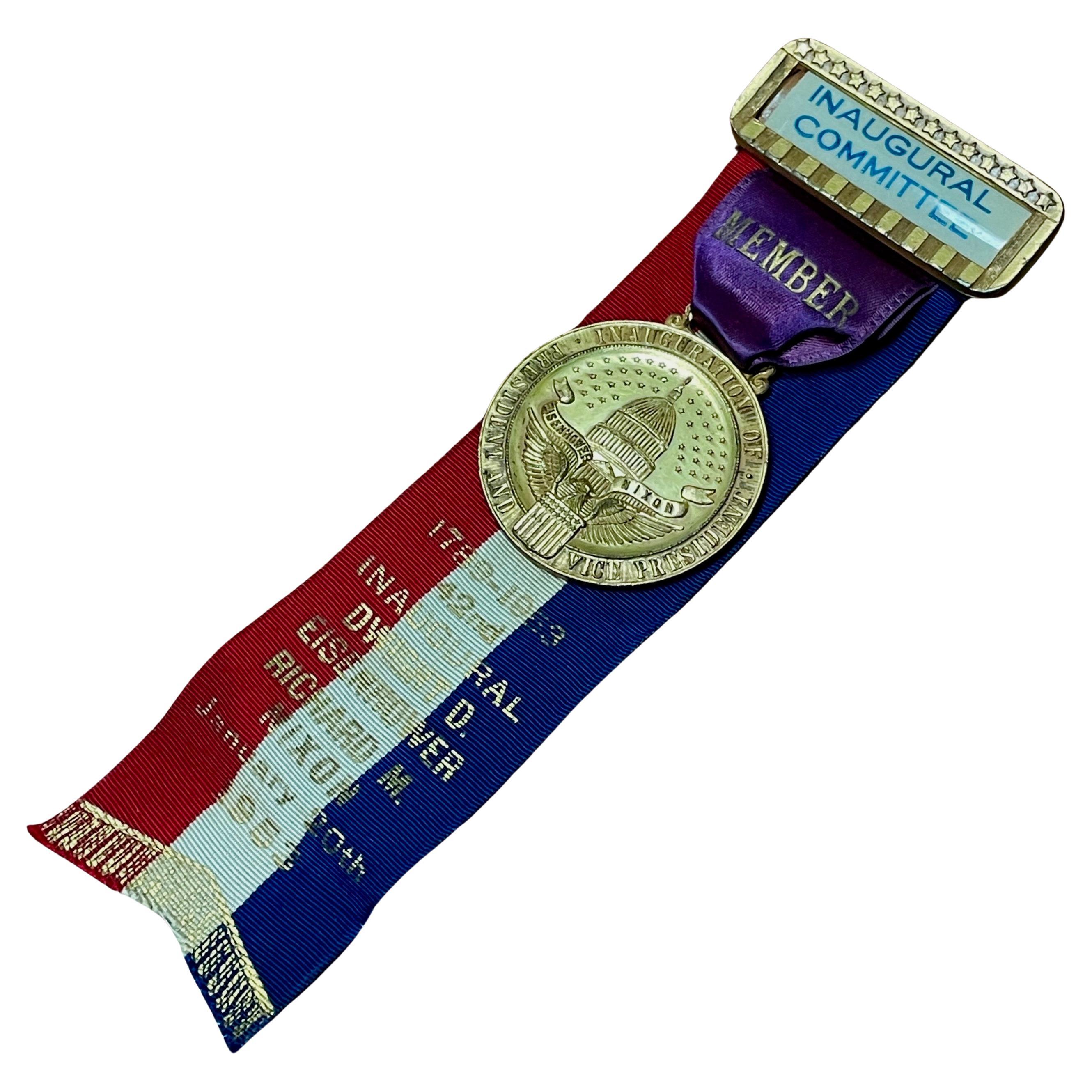 Eisenhower Nixon 42nd Inaugural Ball Medal Ribbon Pin Committee Member 1950s USA For Sale