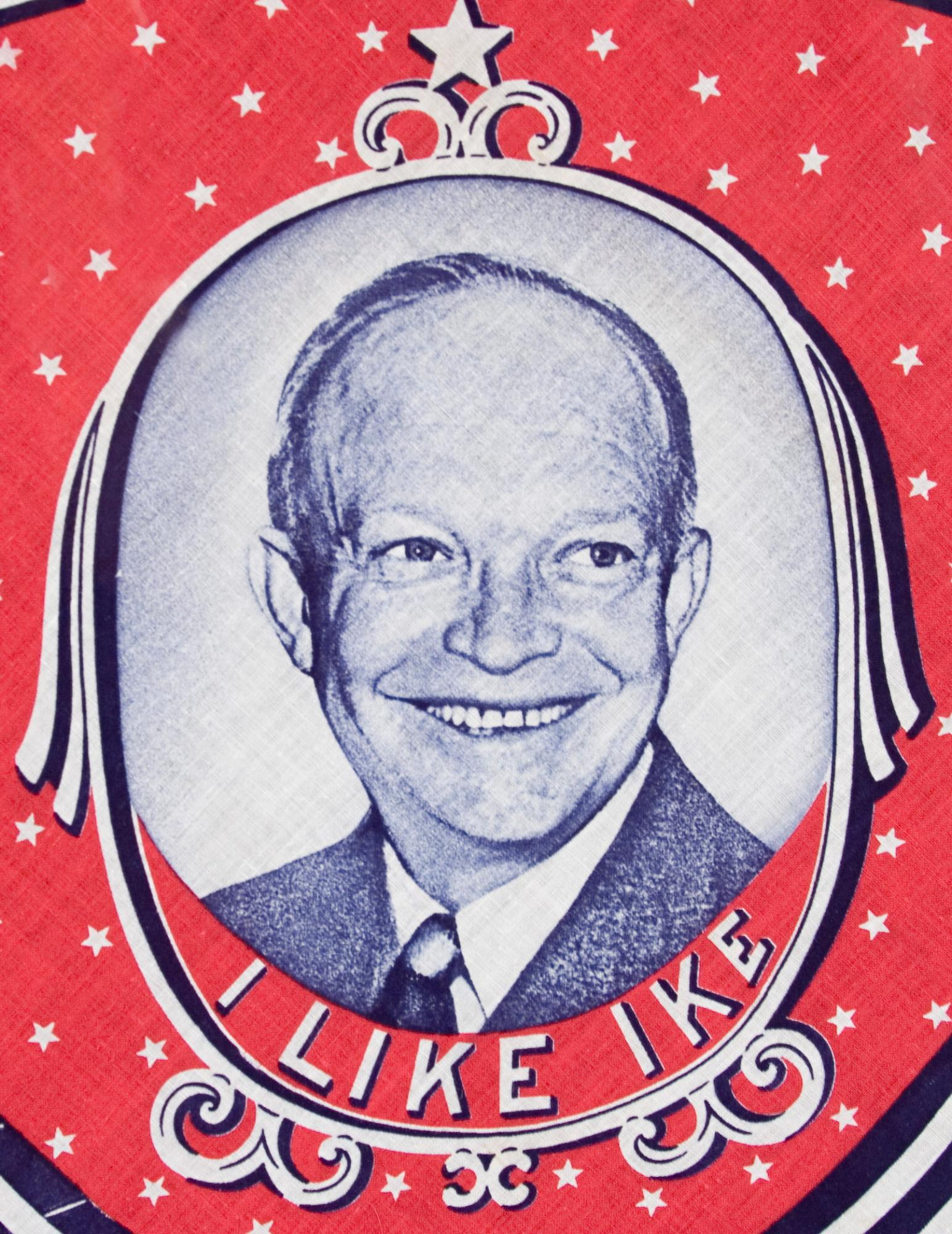 Pañuelo de campaña presidencial estilo retrato de Eisenhower en 1952 Estadounidense en venta