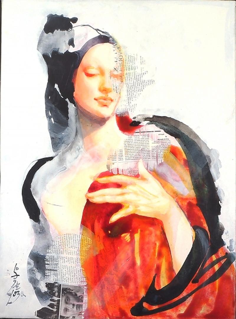 Eishin YOZA Figurative Painting –  Femme VI, 2015 