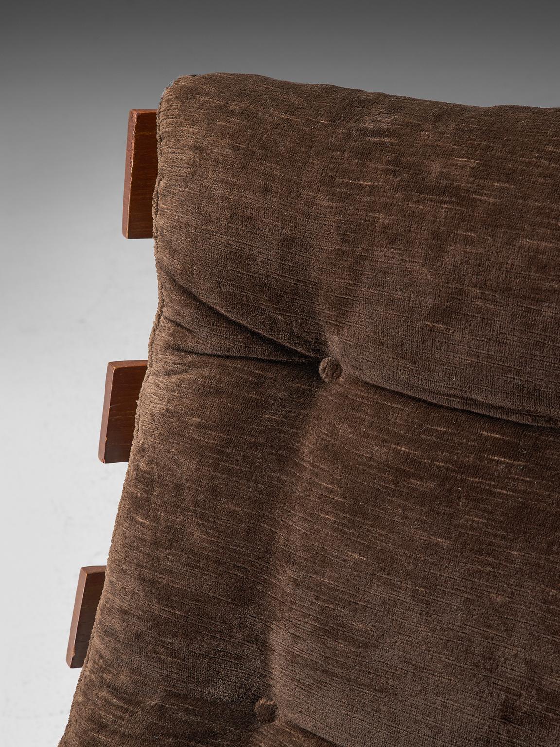 Steel Eisler and Hauner 'Costela' Chair in Teak and Brown Upholstery