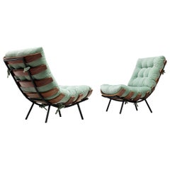 Eisler & Hauner Pair of ‘Bone’ Lounge Chairs in Imbuia and Mint Velvet Upholster