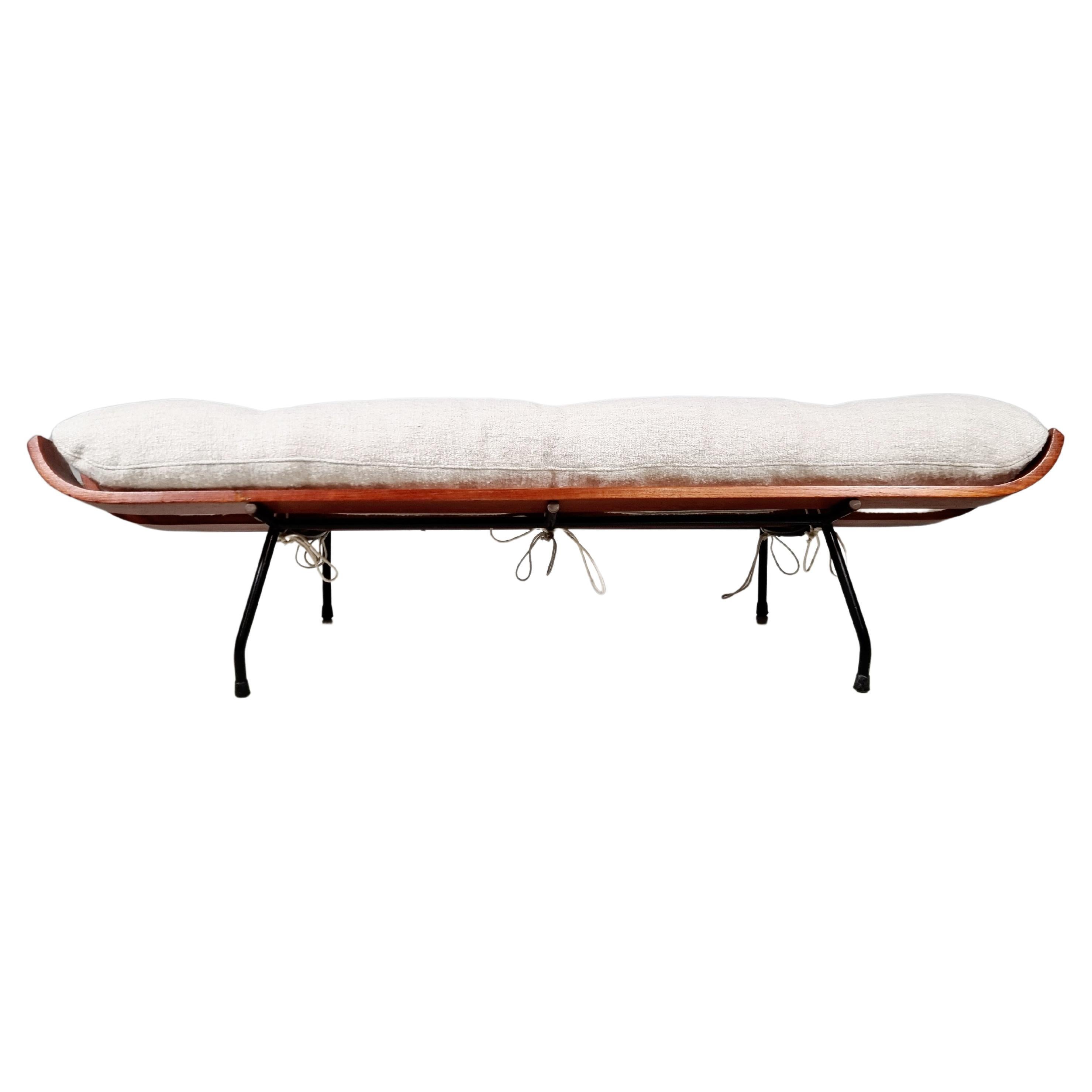 Eisler & Hauner ‘Bone’ Bench/ottoman in Imbuia wood and Fabric
