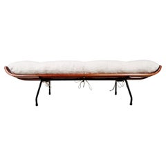 Eisler & Hauner ‘Bone’ Bench/ottoman in Imbuia wood and Fabric