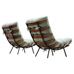 Eisler & Hauner Pair of ‘Bone’ Lounge Chairs in Imbuia and Mint Velvet