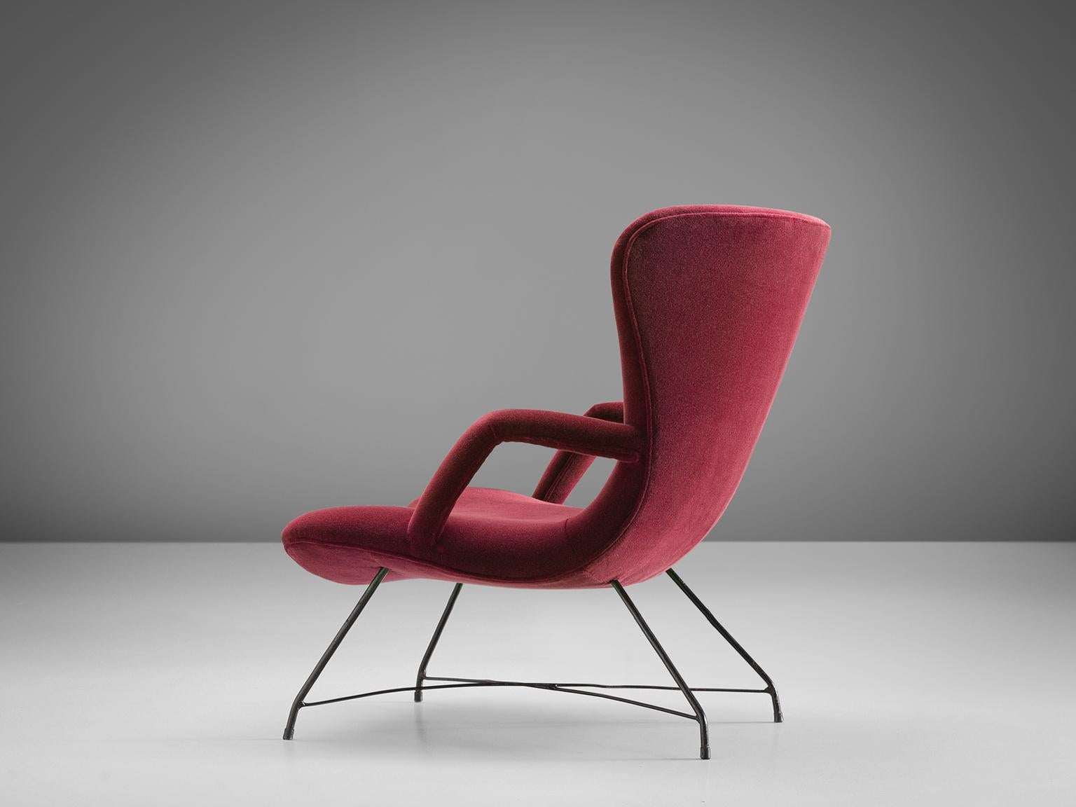 Brazilian Eisler & Hauner Pair of Reupholstered Burgundy Chair, 1950s