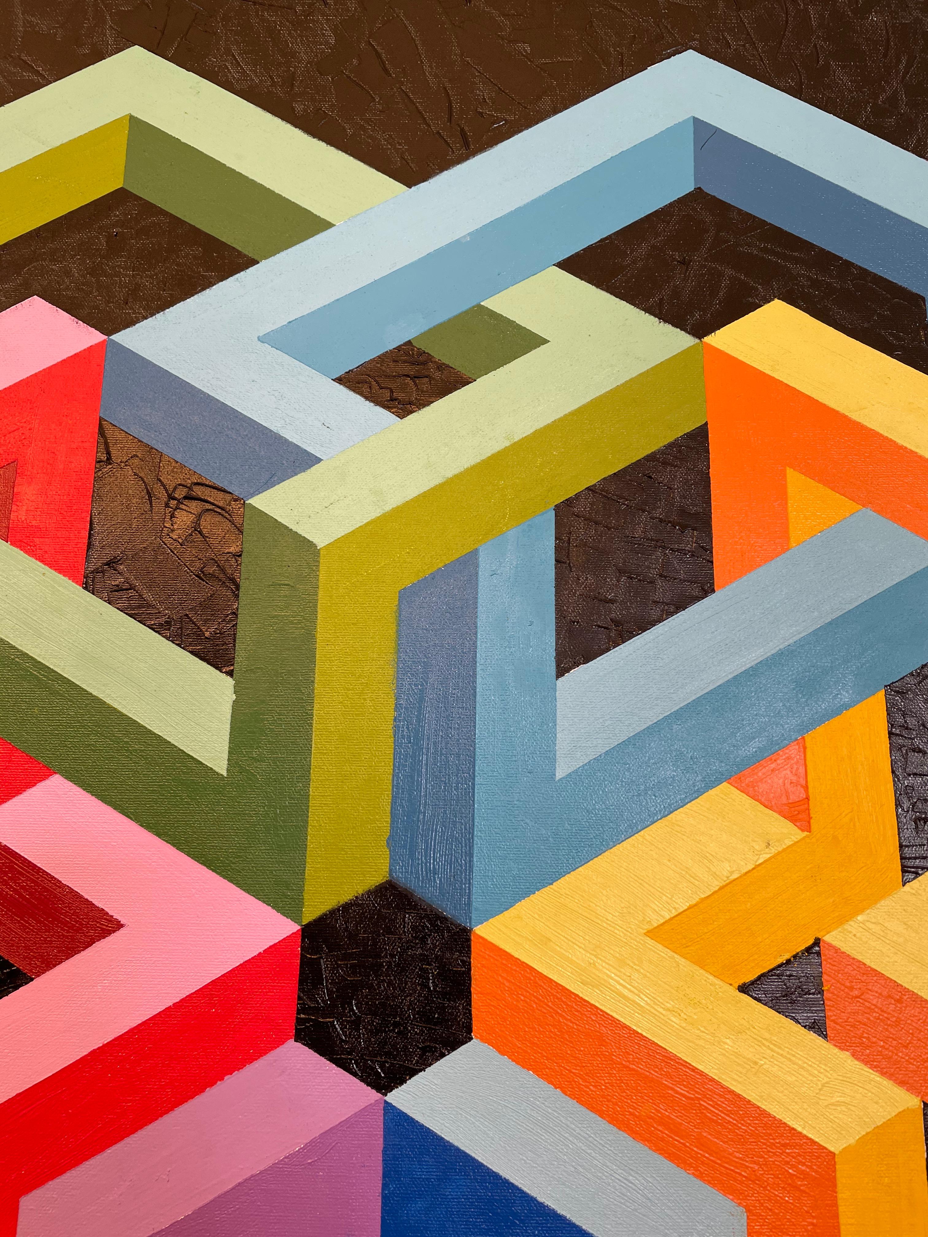 Omaggio a Vasarely ed Escher - pittura astratta - Painting Astrattismo geometrico di Eitan Satat