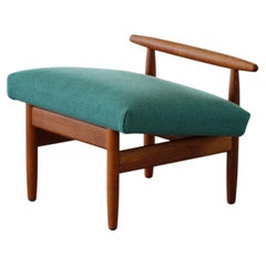 Eivind A. Johansen, Fußhocker aus Teakholz mit Wollpolsterung für FDB Møbler, 1960er Jahre