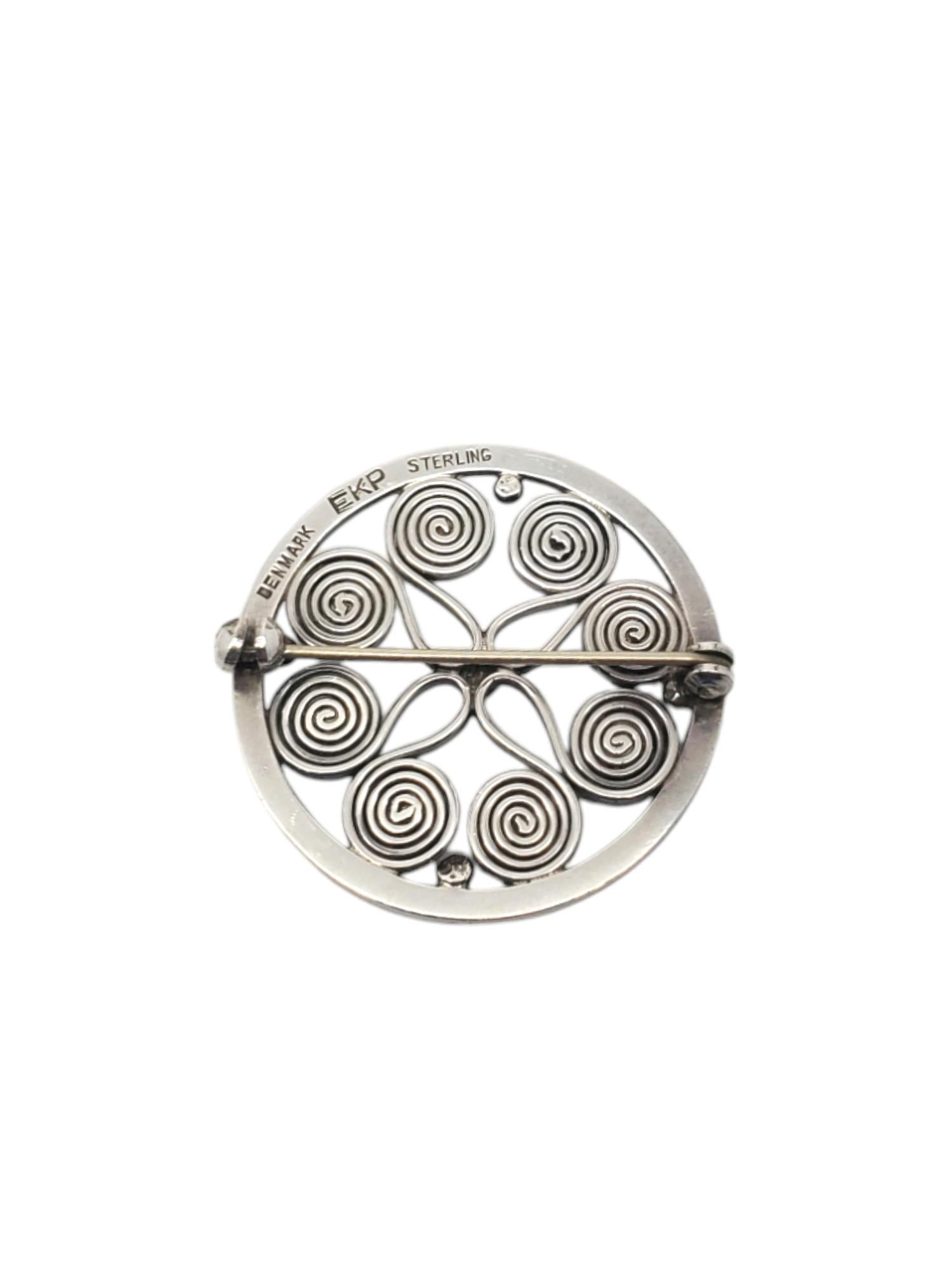 Eivind Knud Petersen Sterlingsilber-Blumenwirbel-Brosche #20520 im Zustand „Gut“ im Angebot in Washington Depot, CT