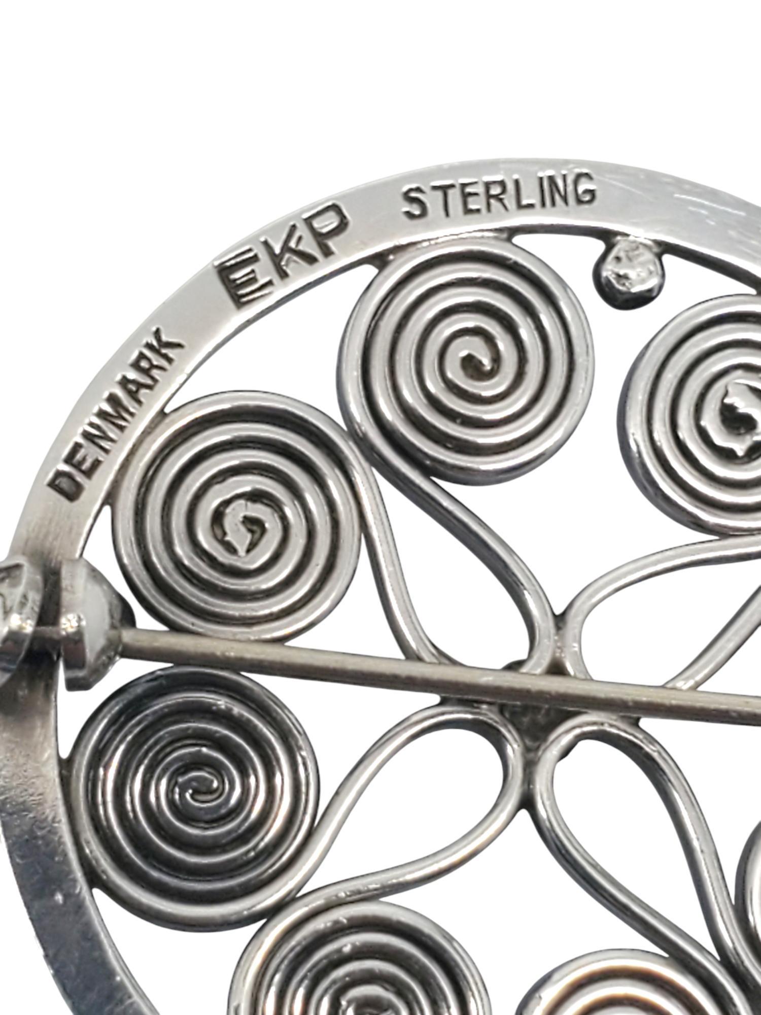 Eivind Knud Petersen Sterlingsilber-Blumenwirbel-Brosche #20520 im Angebot 2
