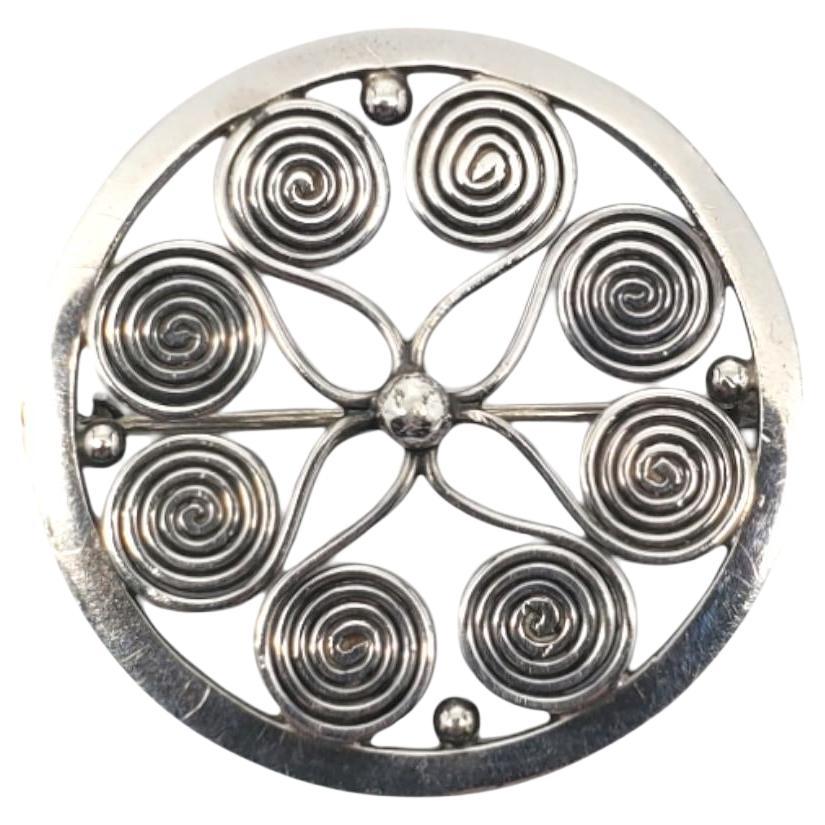 Eivind Knud Petersen Sterling Silver Flower Swirl Brooch #20520