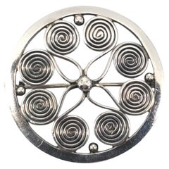 Eivind Knud Petersen Sterling Silver Flower Swirl Brooch #20520