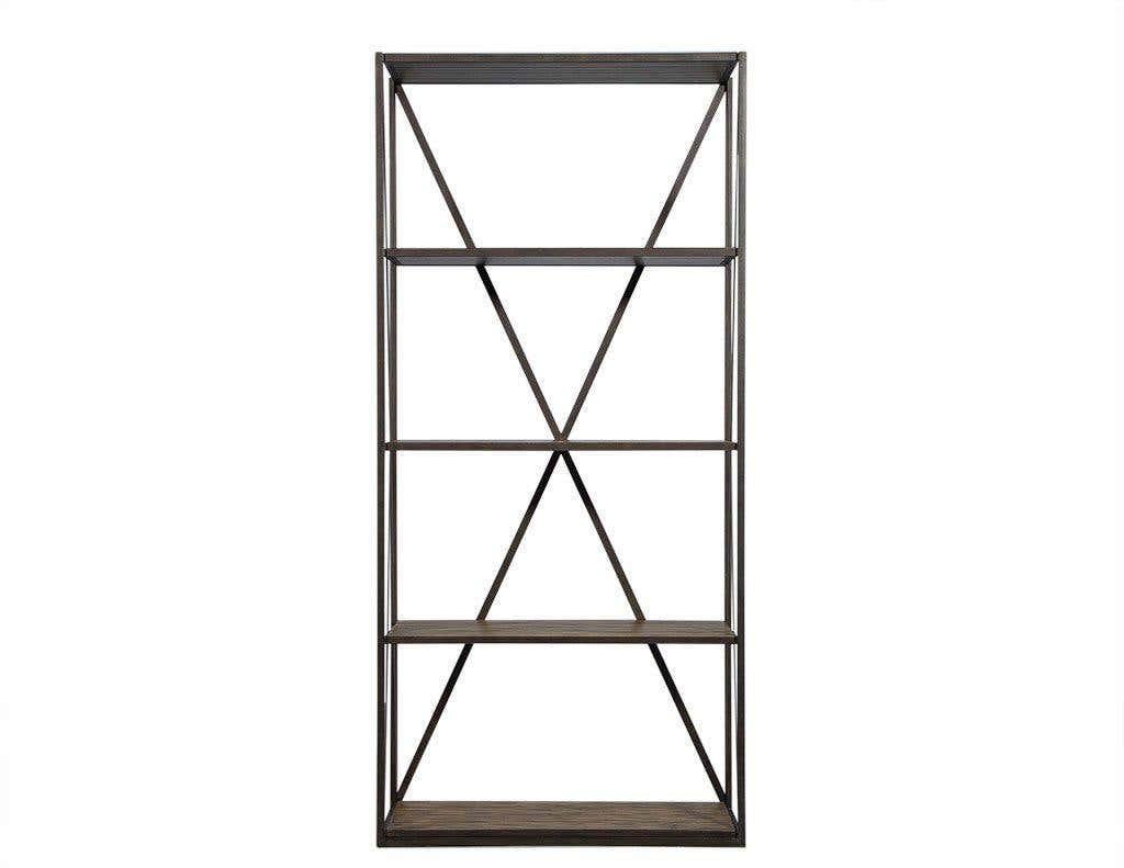 Made by EJ Victor, designed by Randall Tysinger, the chambord bookcase has the just the right combination of rustic luxury. Standing at just over seven feet high, this shelf will add an impact to your space. Constructed with an iron frame, featuring