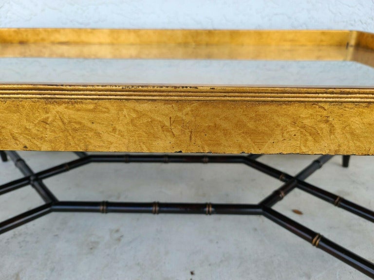EJ VICTOR Gilt Tray Bamboo Cocktail Coffee Table For Sale 1