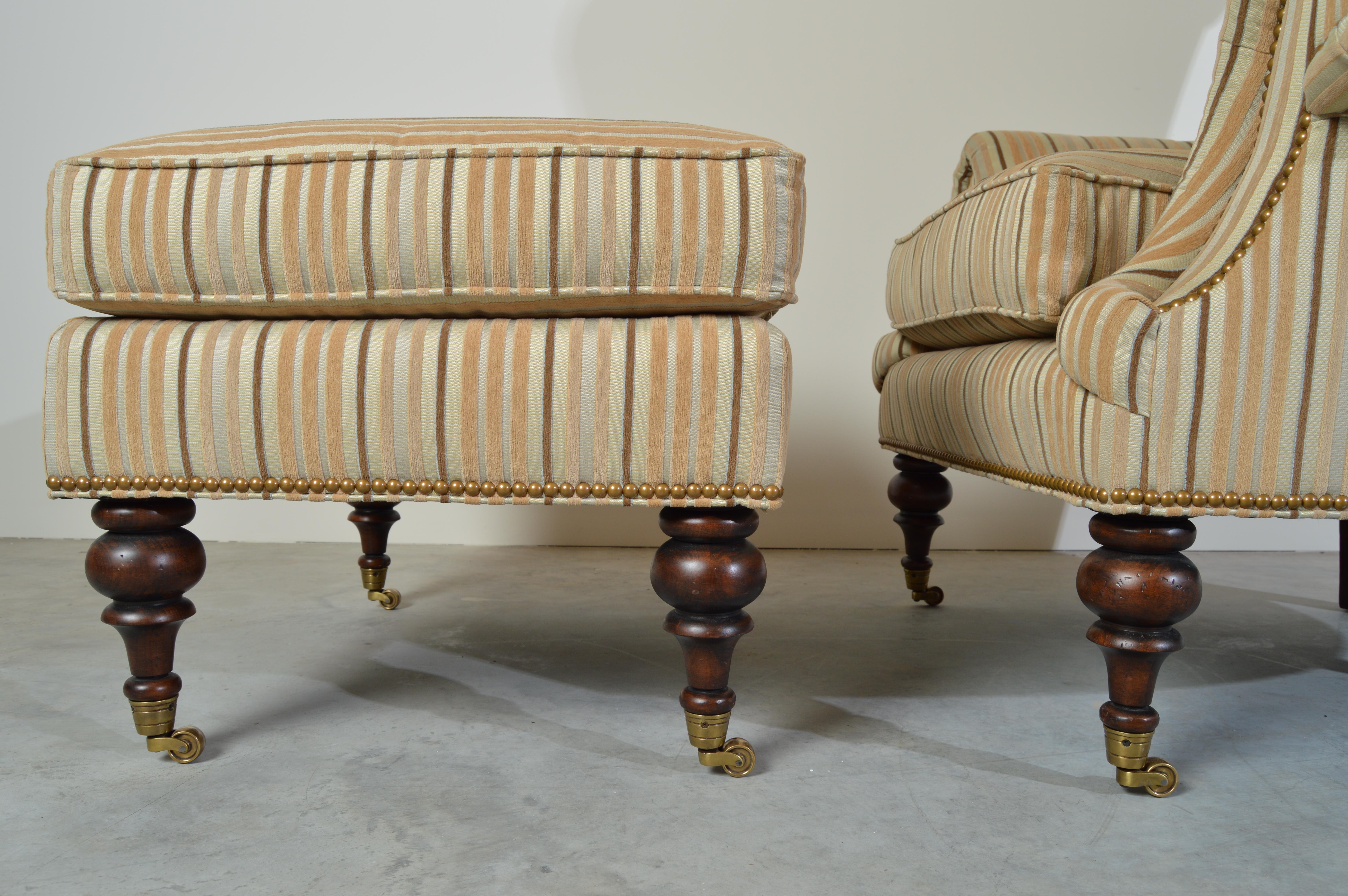 EJ Victor Louis XV Style Kensington Tufted Fireside Wing Lounge Chair & Ottoman 4