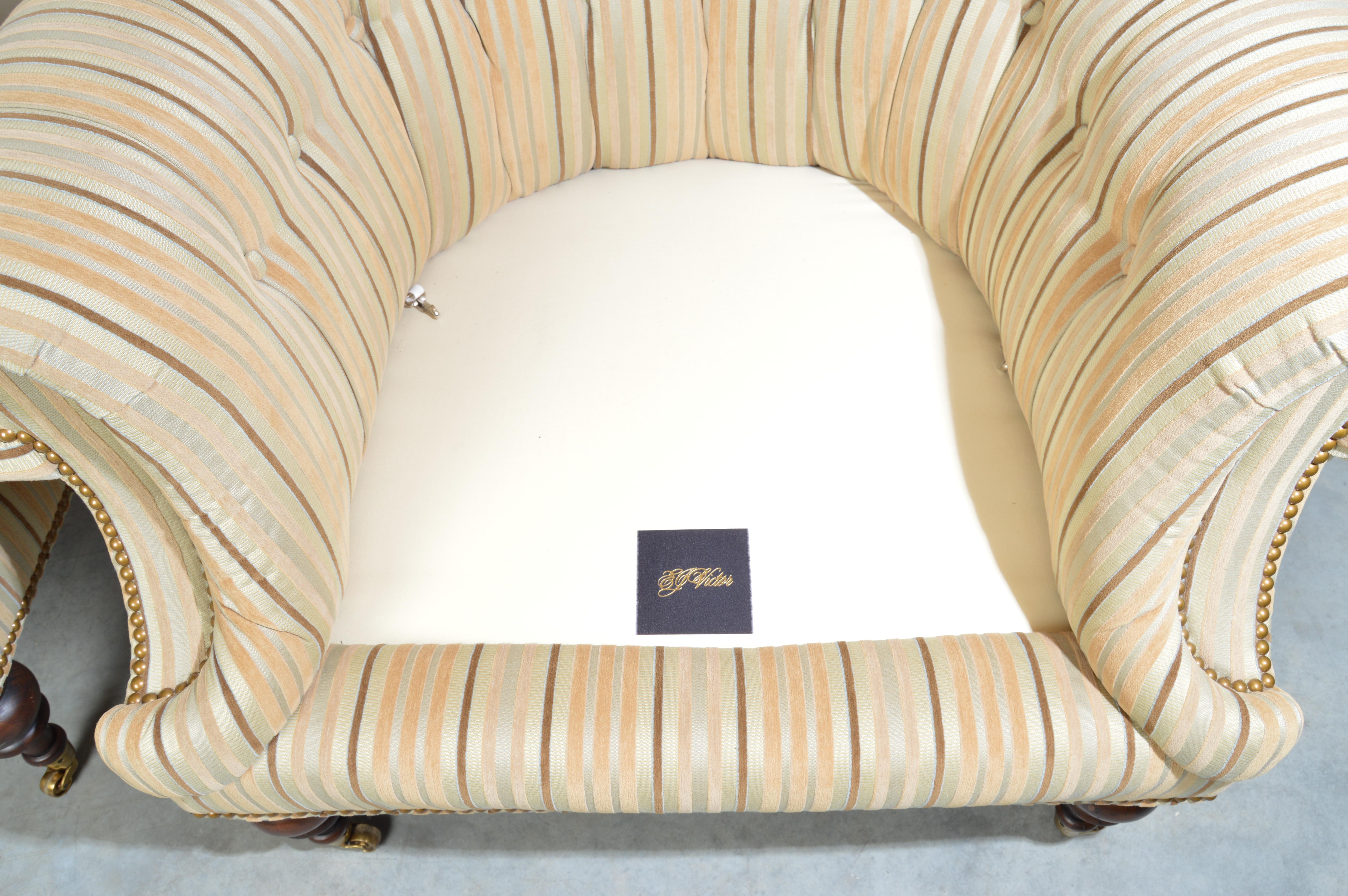 EJ Victor Louis XV Style Kensington Tufted Fireside Wing Lounge Chair & Ottoman 6