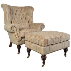 EJ Victor Louis XV Stil Kensington Tufted Fireside Wing Lounge Chair & Ottoman