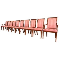 EJ Victor Regency Carved Mahogany and Gold Gilt Dining Chairs, Set of Ten