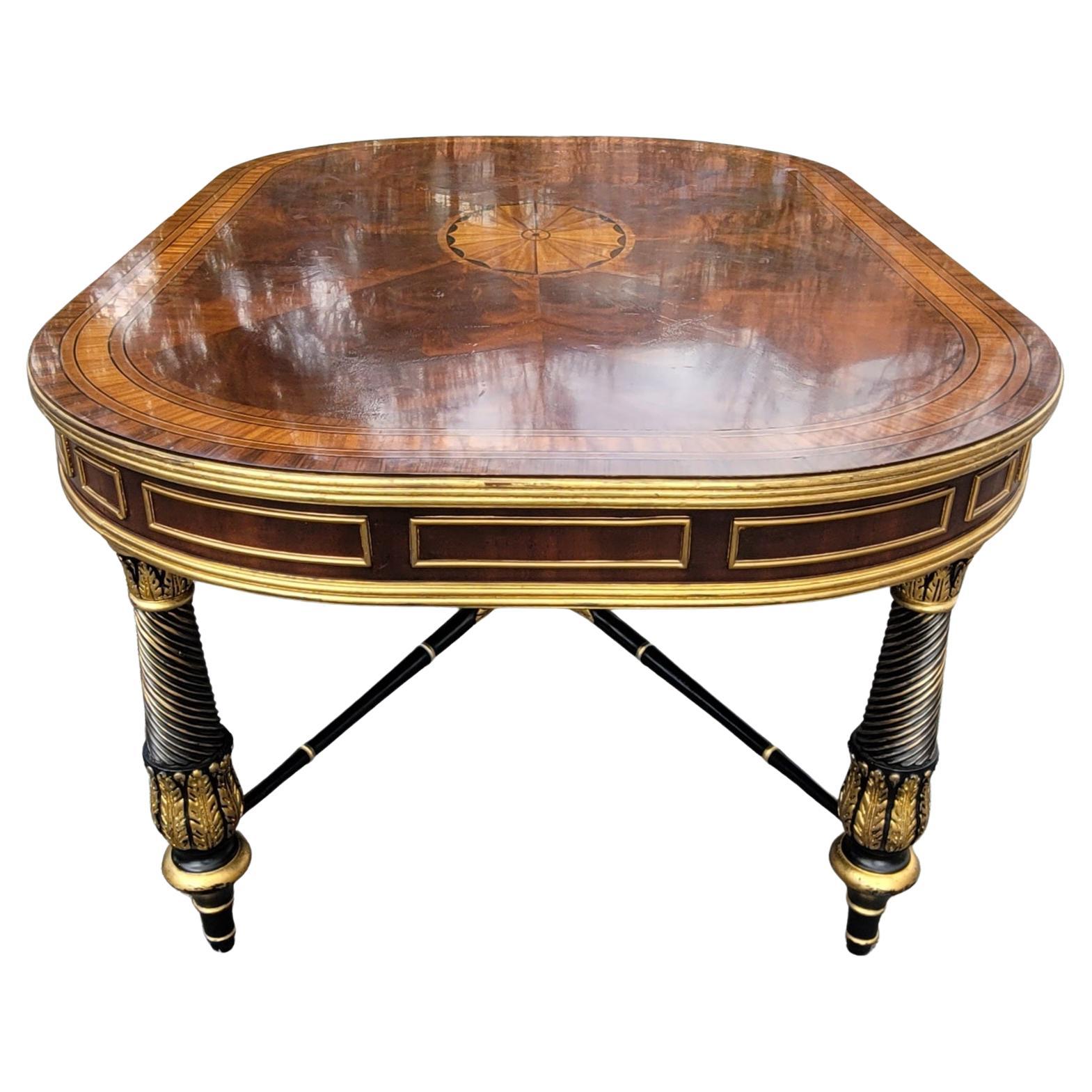 E.J Victor Regency Style Ebonized and Parcel Gilt Marquetry Inlaid Coffee Table 2