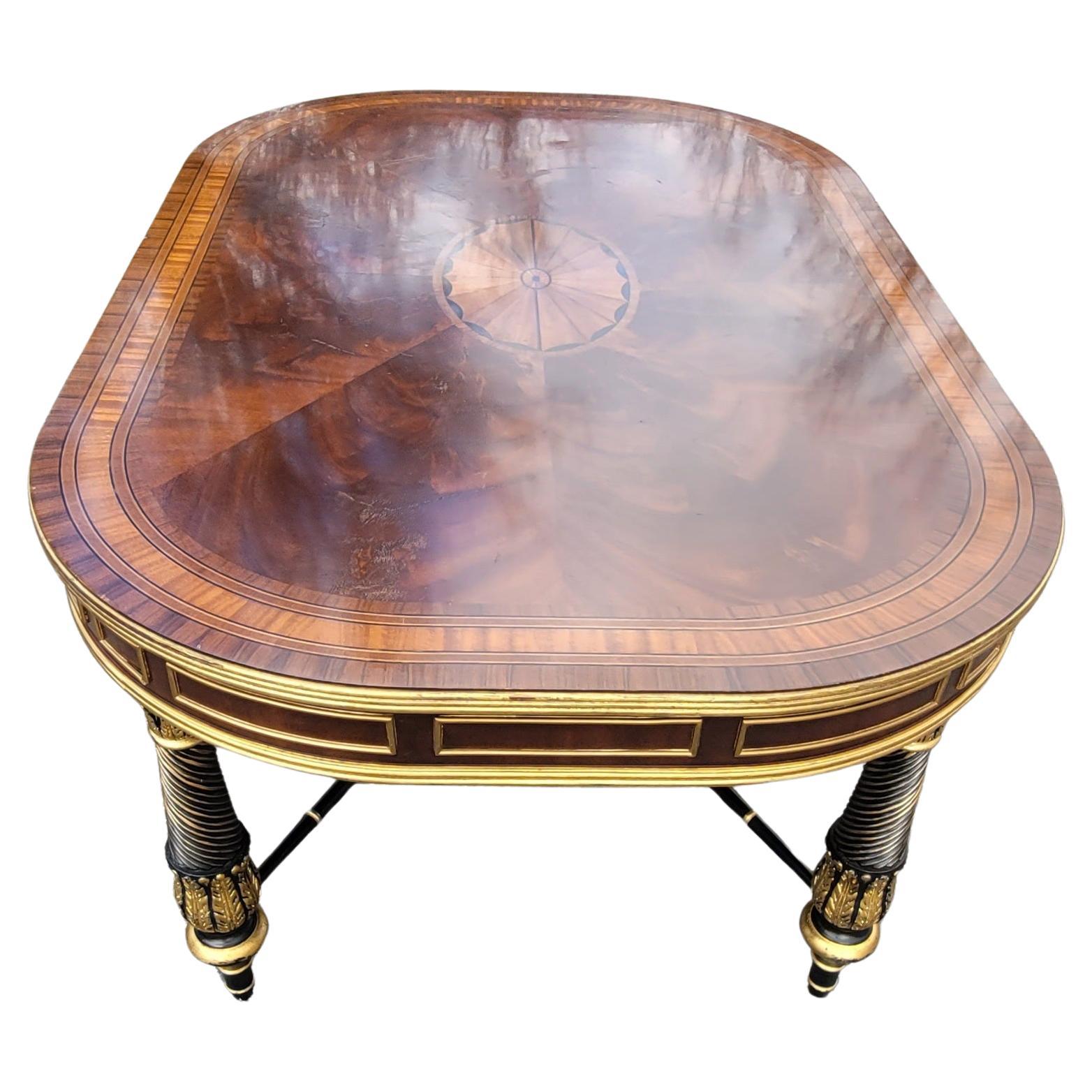 E.J Victor Regency Style Ebonized and Parcel Gilt Marquetry Inlaid Coffee Table 3