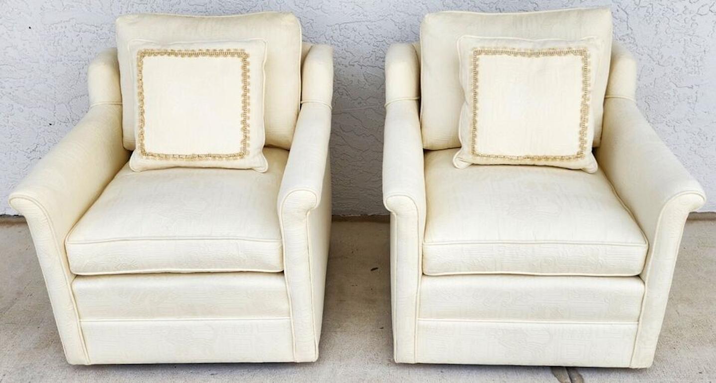 For FULL item description click on CONTINUE READING at the bottom of this page.

Offering One Of Our Recent Palm Beach Estate Fine Furniture Acquisitions Of A
Pair of EJ Victor Style Lounge Club Chairs with Matching Throw Pillows

Rarely have we
