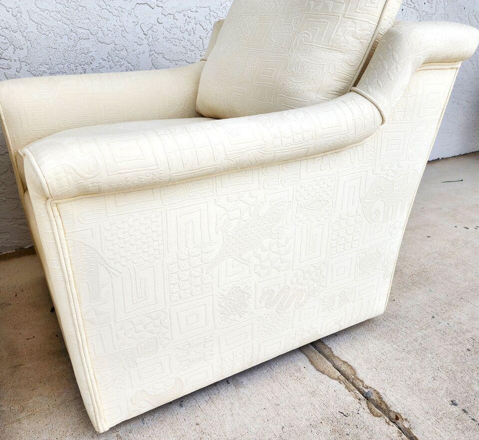 Cotton EJ Victor Style Lounge Chairs Pair For Sale