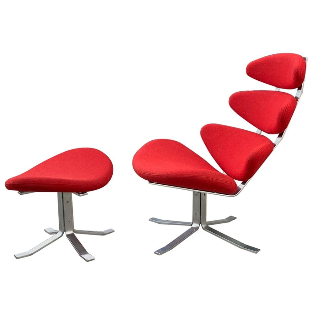 EJ5 Corona Chair and Ottoman by Poul Volther For Sale