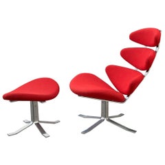 EJ5 Corona Chair and Ottoman by Poul Volther