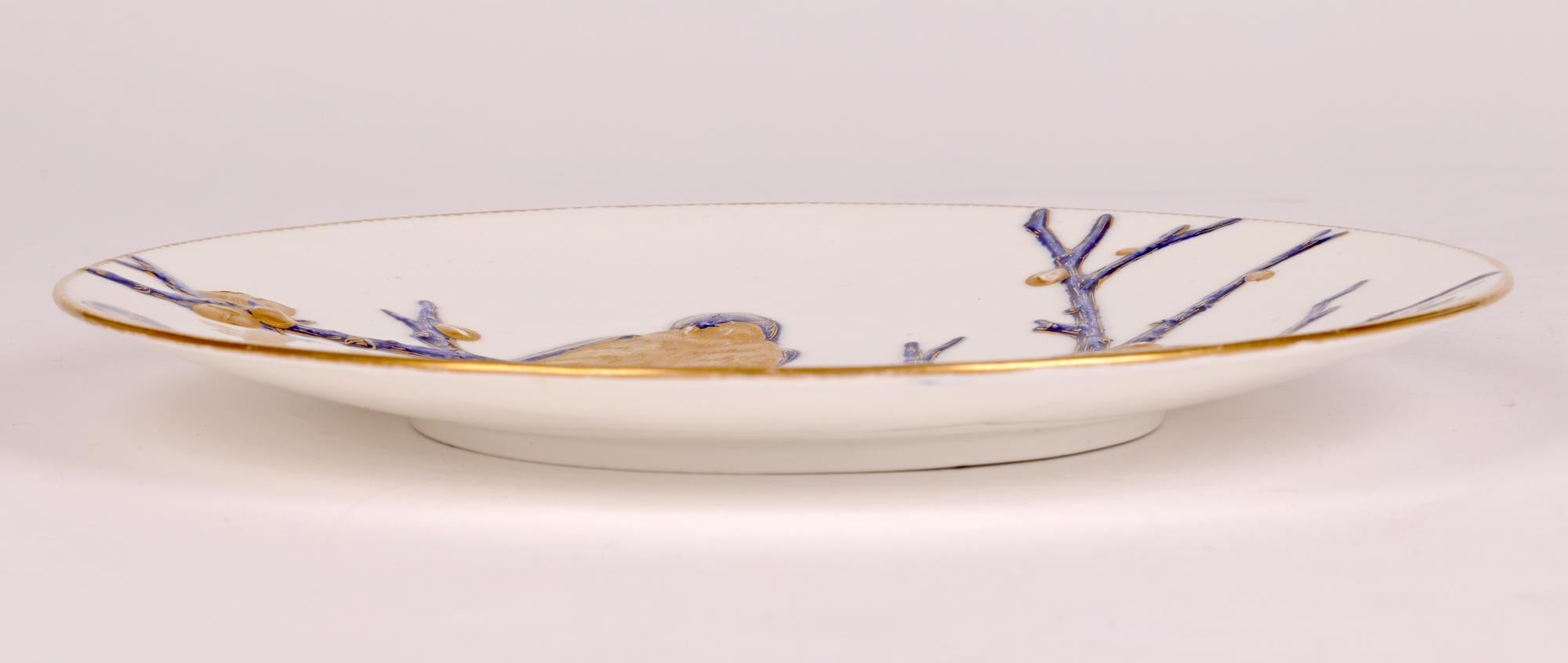 EJD Bodley Relief Molded Porcelain Cabinet Plate with Bird, 1879 9