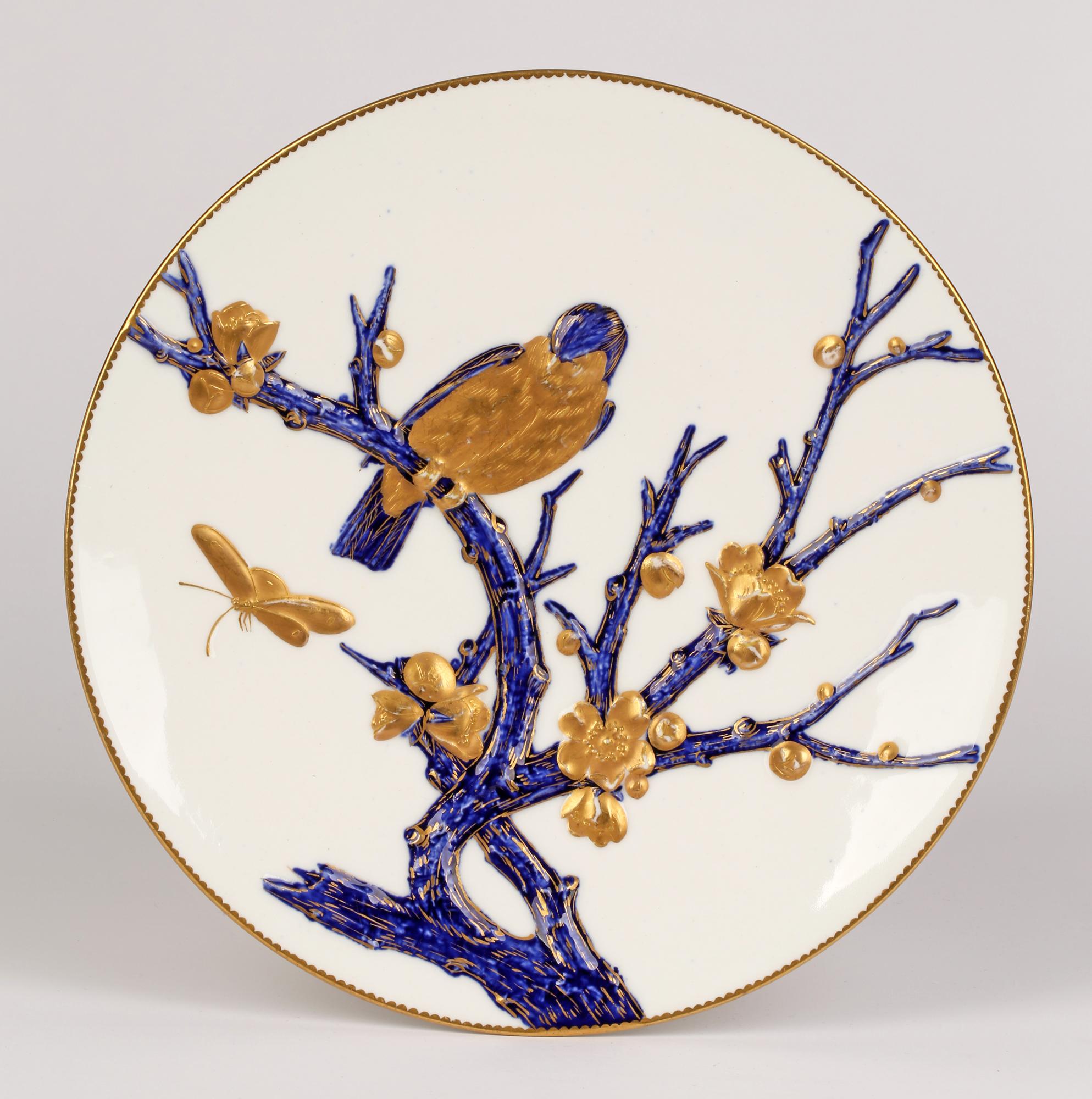 EJD Bodley Relief Molded Porcelain Cabinet Plate with Bird, 1879 2
