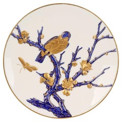 EJD Bodley Relief Molded Porcelain Cabinet Plate with Bird, 1879