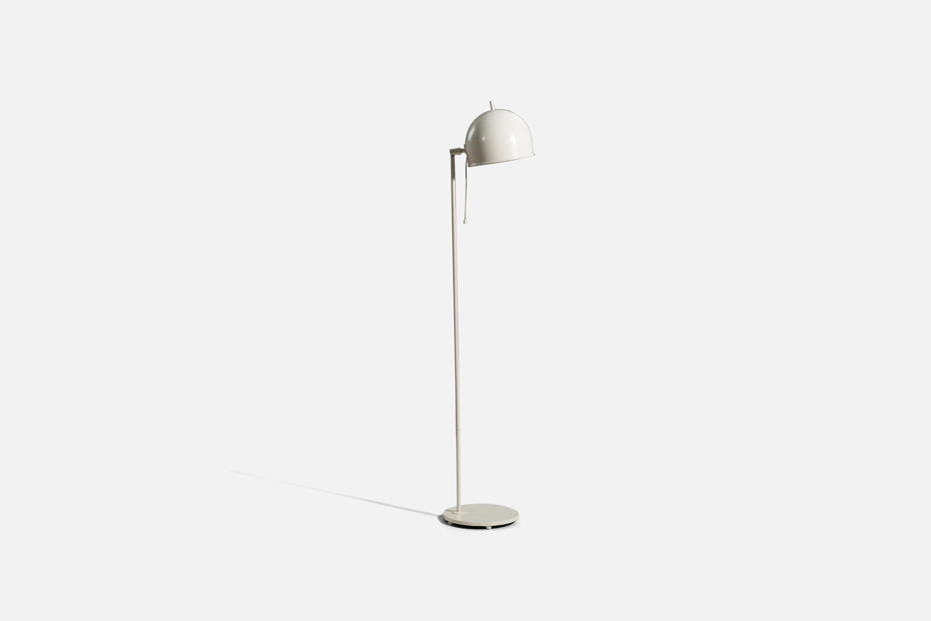 Mid-Century Modern Eje Ahlgren, Adjustable Floor Lamp, White-Lacquered Metal, Bergbom Sweden, 1970s For Sale