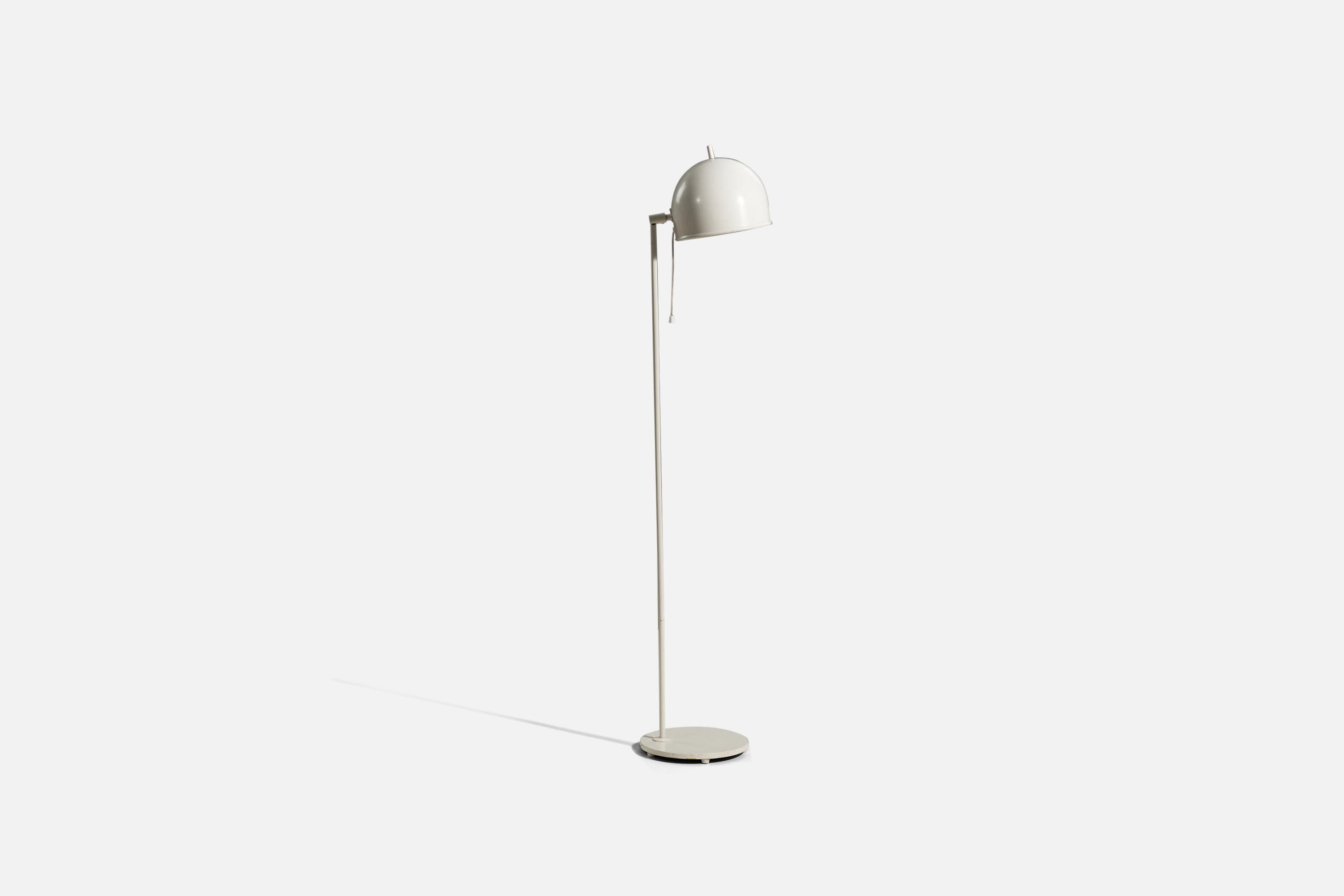 Eje Ahlgren, Lámpara de pie regulable, metal lacado en blanco, Bergbom Suecia, 1970s Moderno de mediados de siglo en venta