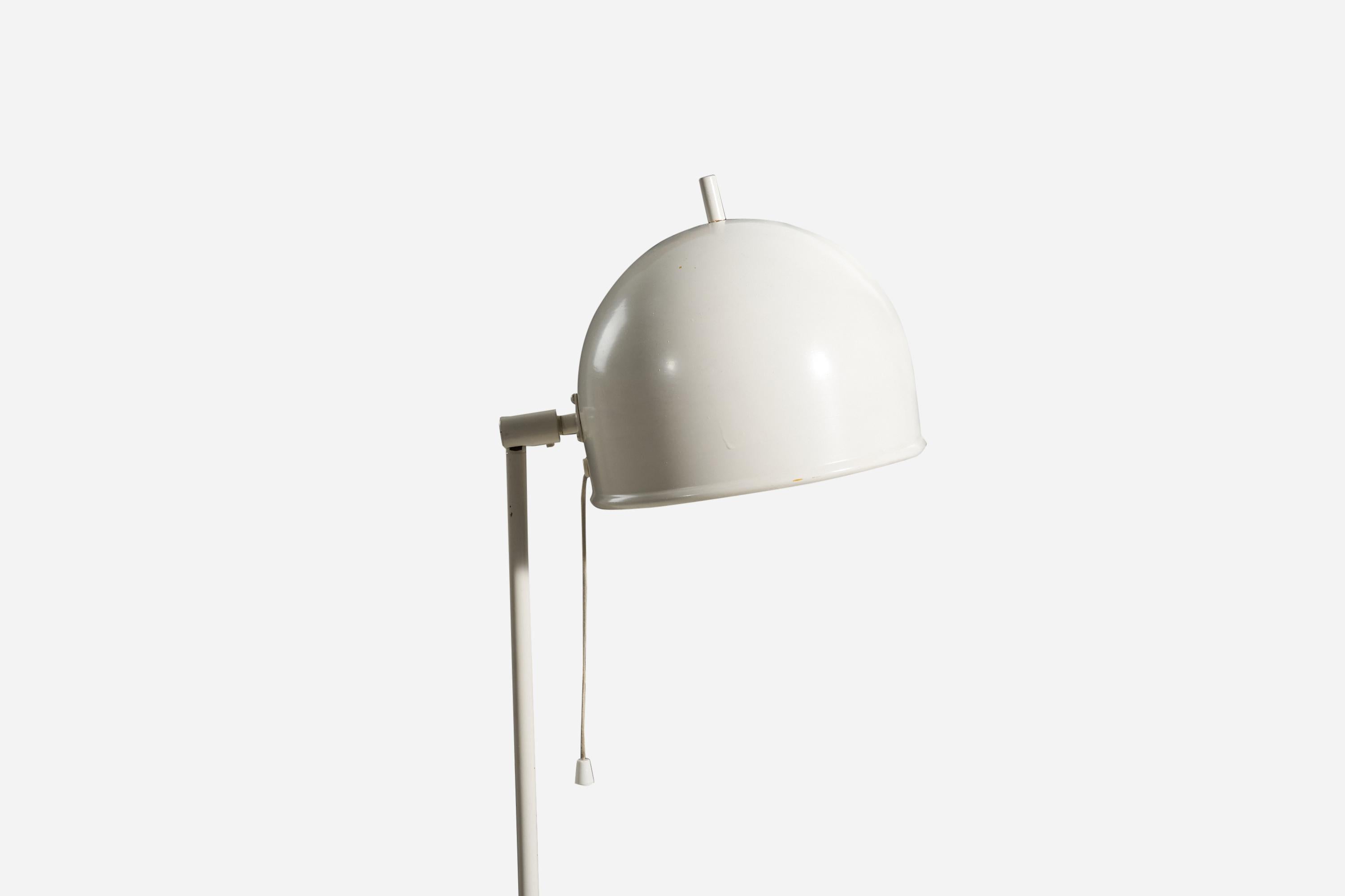 Swedish Eje Ahlgren, Adjustable Floor Lamp, White-Lacquered Metal, Bergbom Sweden, 1970s For Sale