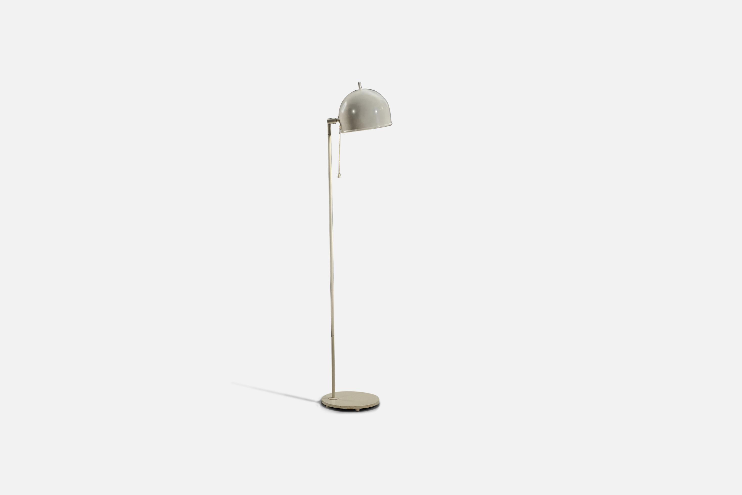 Late 20th Century Eje Ahlgren, Adjustable Floor Lamp, White-Lacquered Metal, Bergbom Sweden, 1970s For Sale