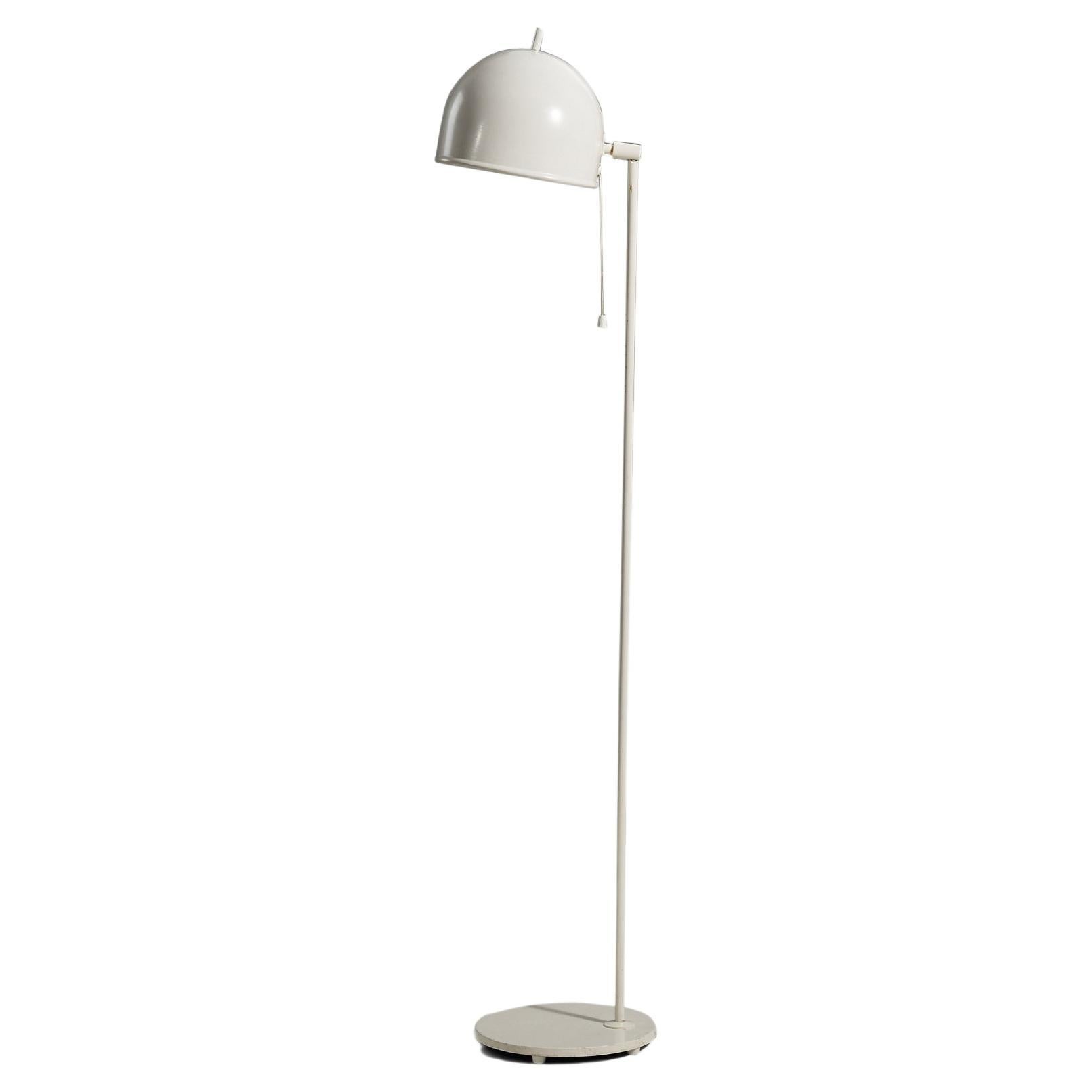 Eje Ahlgren, Adjustable Floor Lamp, White-Lacquered Metal, Bergbom Sweden, 1970s For Sale