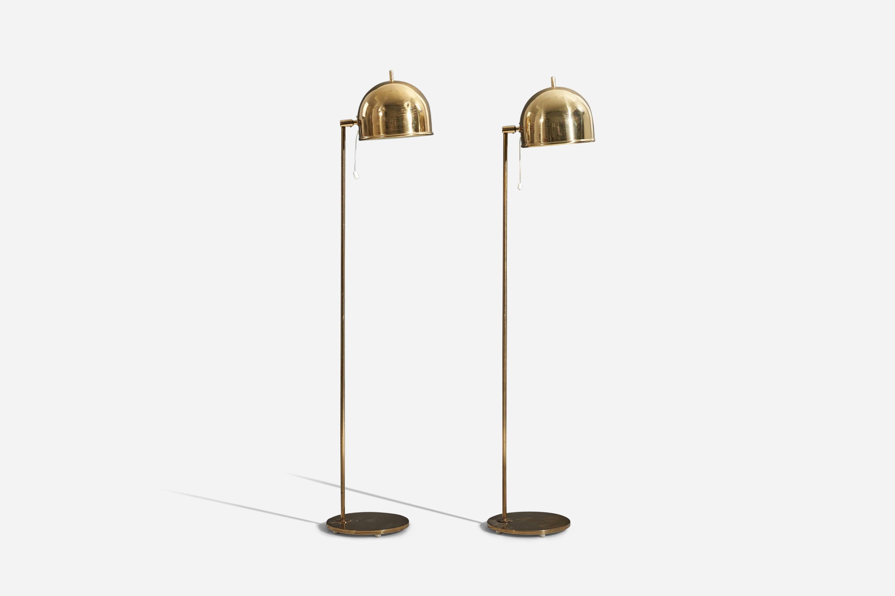 Mid-Century Modern Eje Ahlgren, Adjustable Floor Lamps, Brass, Bergboms, Sweden, 1960s For Sale