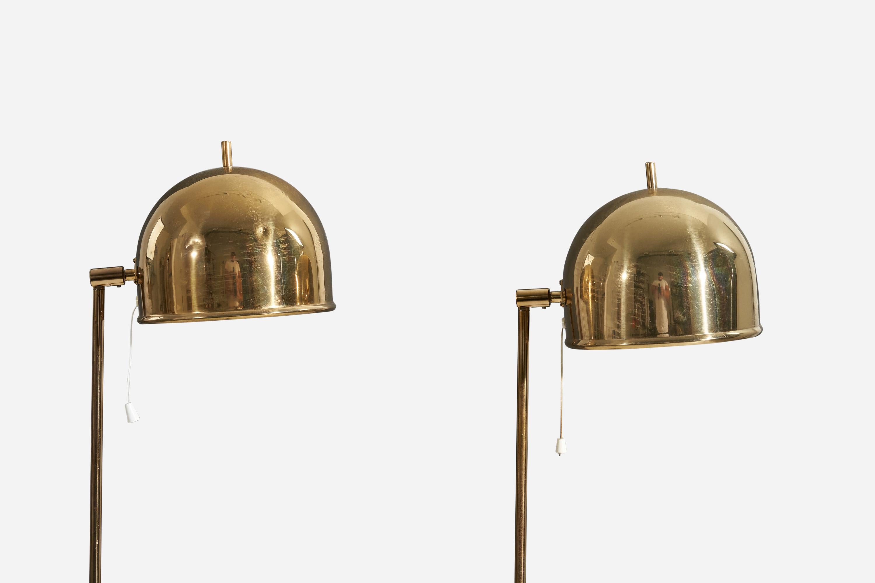 Swedish Eje Ahlgren, Adjustable Floor Lamps, Brass, Bergboms, Sweden, 1960s For Sale