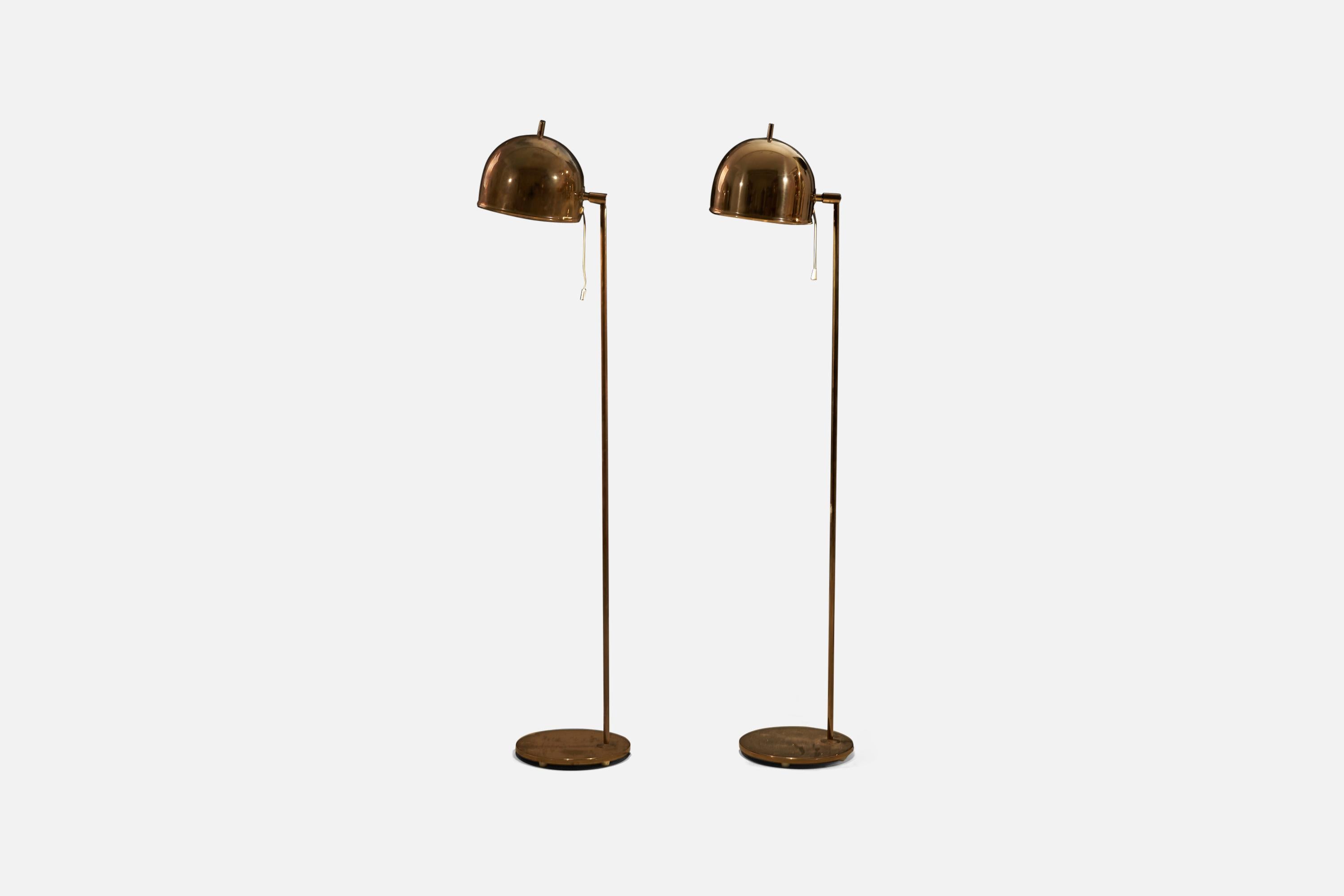 Mid-20th Century Eje Ahlgren, Adjustable Floor Lamps, Brass, Bergboms, Sweden, 1960s