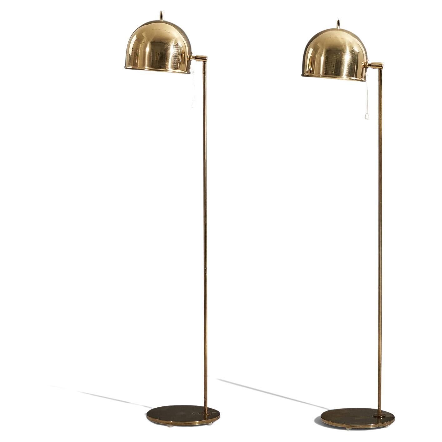 Eje Ahlgren, Adjustable Floor Lamps, Brass, Bergboms, Sweden, 1960s For Sale
