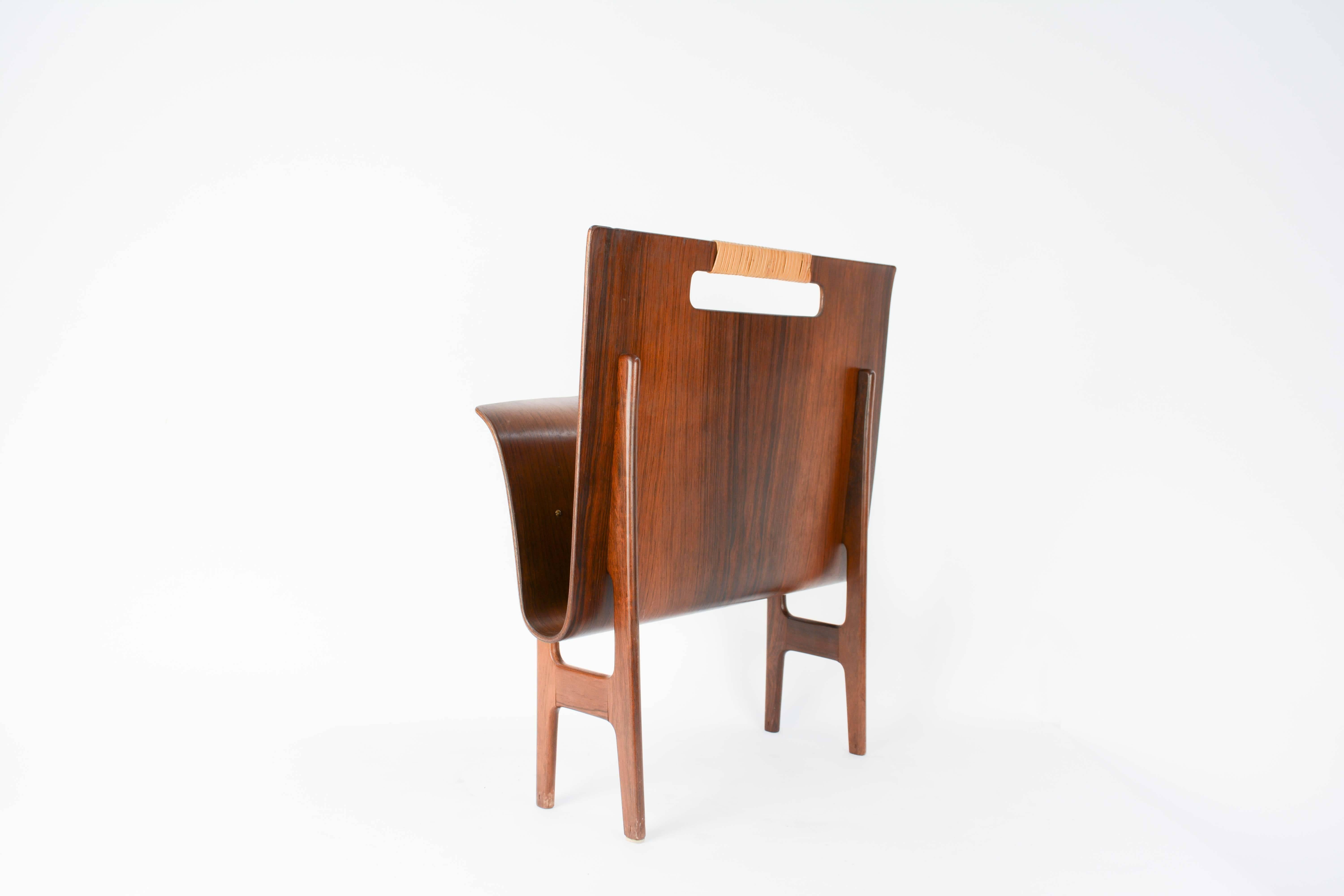 Ejnar Larsen & Axel Bender Madsen Rosewood Magazine Stand from Denmark In Good Condition For Sale In Portland, OR