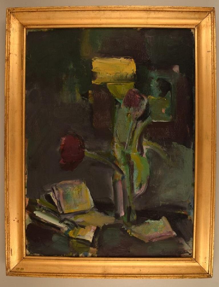 Ejnar Larsen (1902-1986), Denmark. Oil on canvas. 
Abstract still life. 1940s.
The canvas measures: 72 x 53 cm.
The frame measures: 6 cm.
In excellent condition.
Signed.