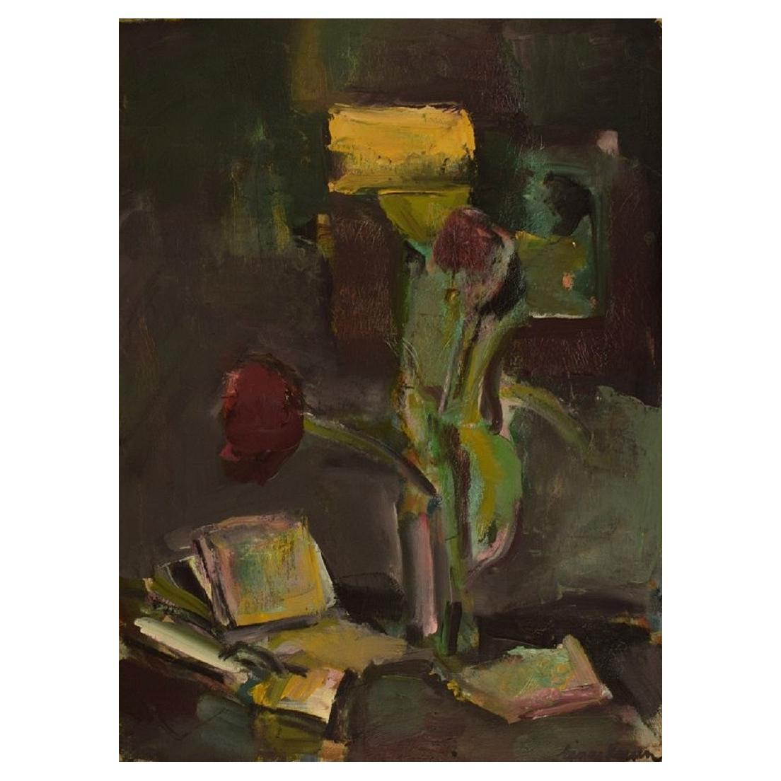 Ejnar Larsen, Denmark, Oil on Canvas, Abstract Still Life, 1940s