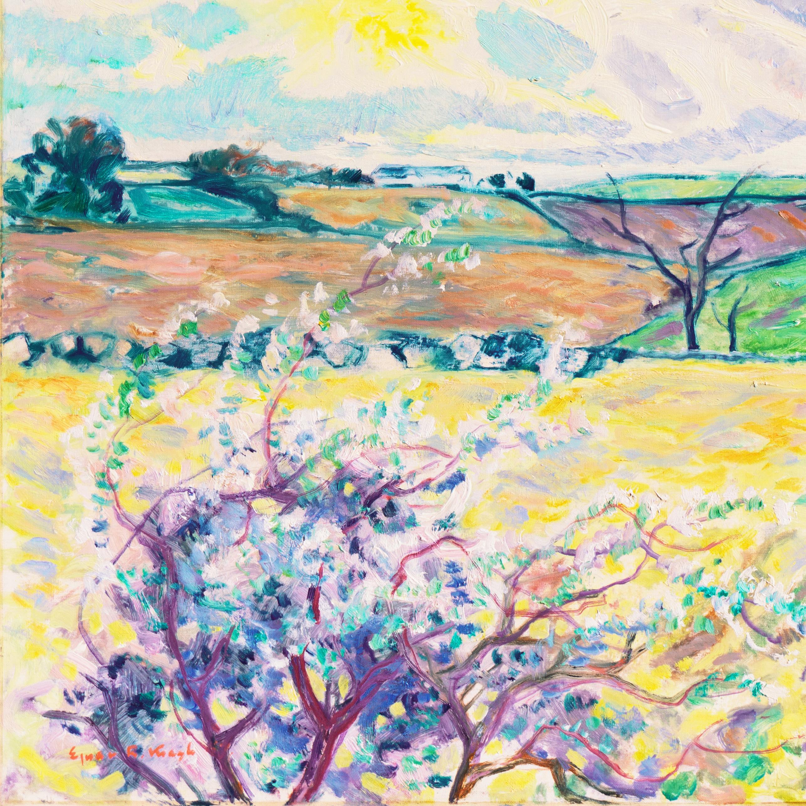 'Spring Landscape', Paris, Danish Post-Impressionist oil, Charlottenborg Palace - Expressionist Painting by Ejnar Kragh
