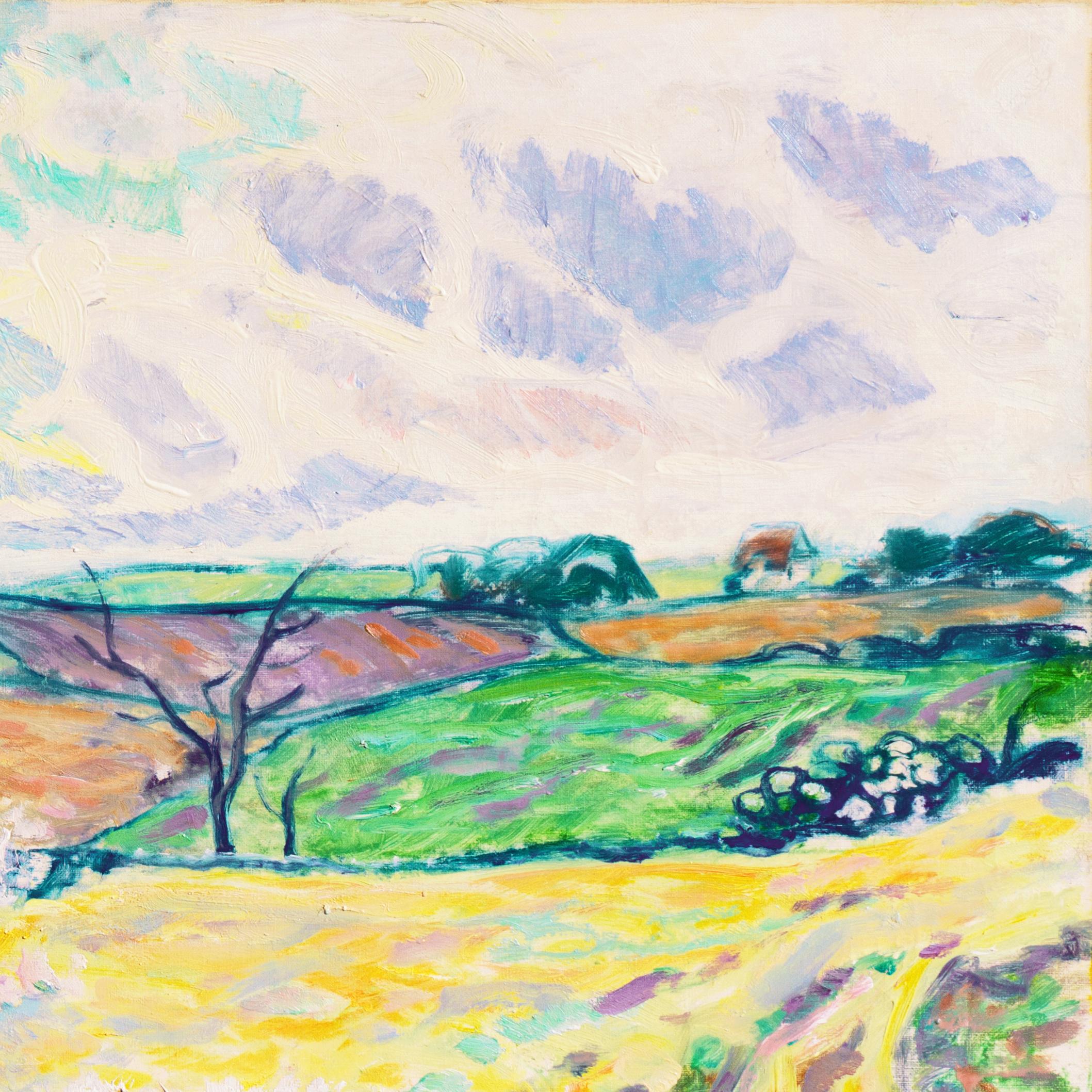 'Spring Landscape', Paris, Danish Post-Impressionist oil, Charlottenborg Palace - Beige Landscape Painting by Ejnar Kragh