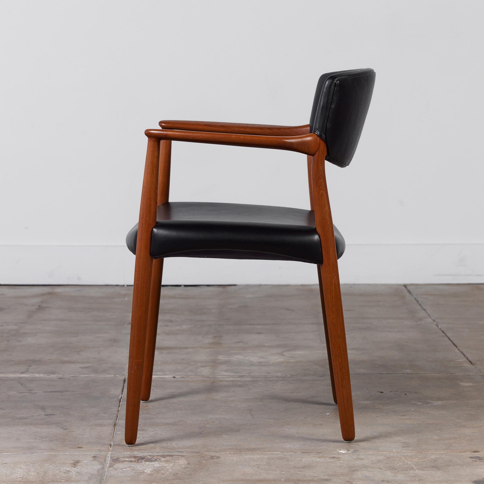 Danish Ejner Larsen & Aksel Bender Madsen Leather & Teak Chair for Willy Beck For Sale