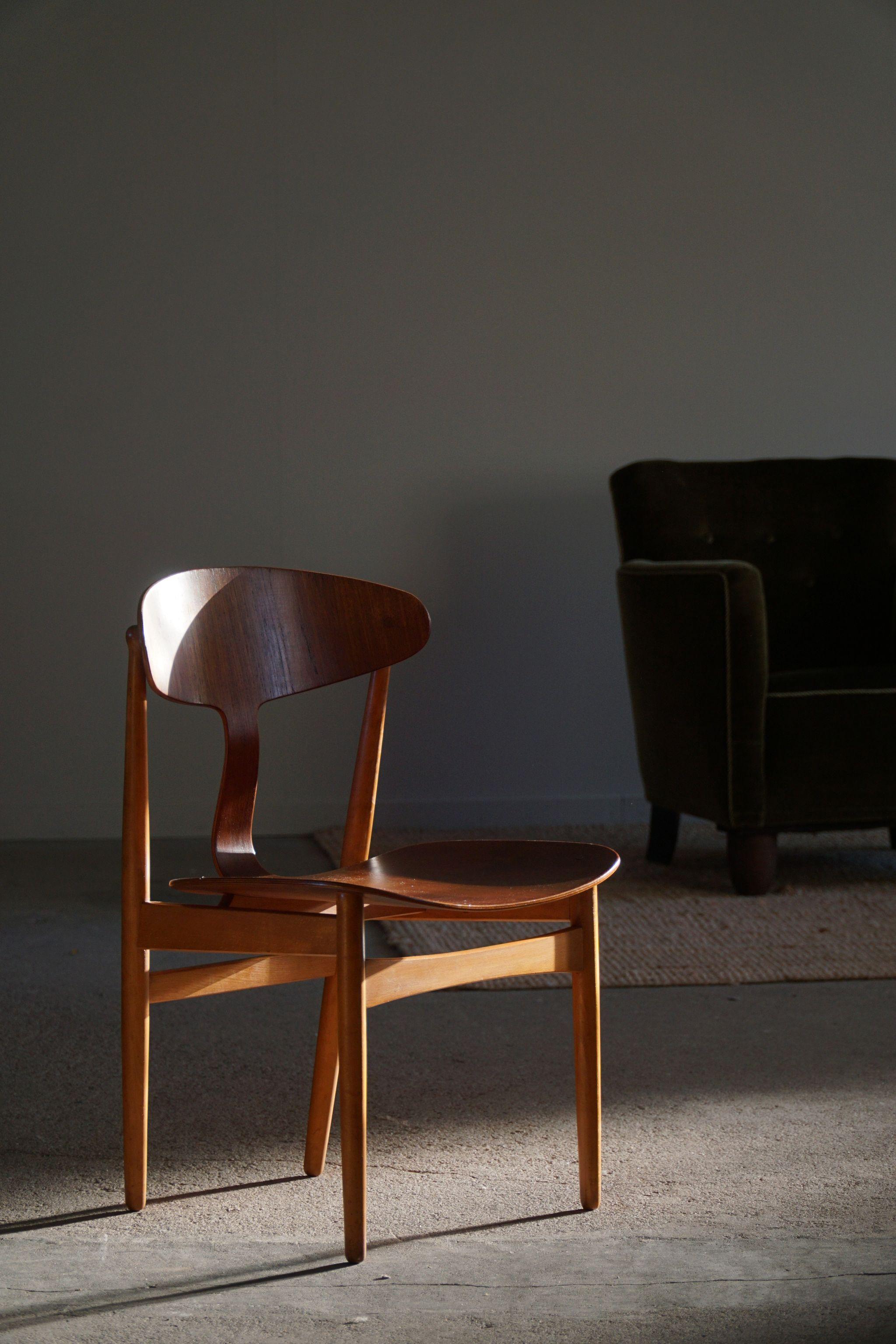 Ejner Larsen & Aksel Bender Madsen, Set of 4 Chairs, Danish Mid Century, 1954 For Sale 4