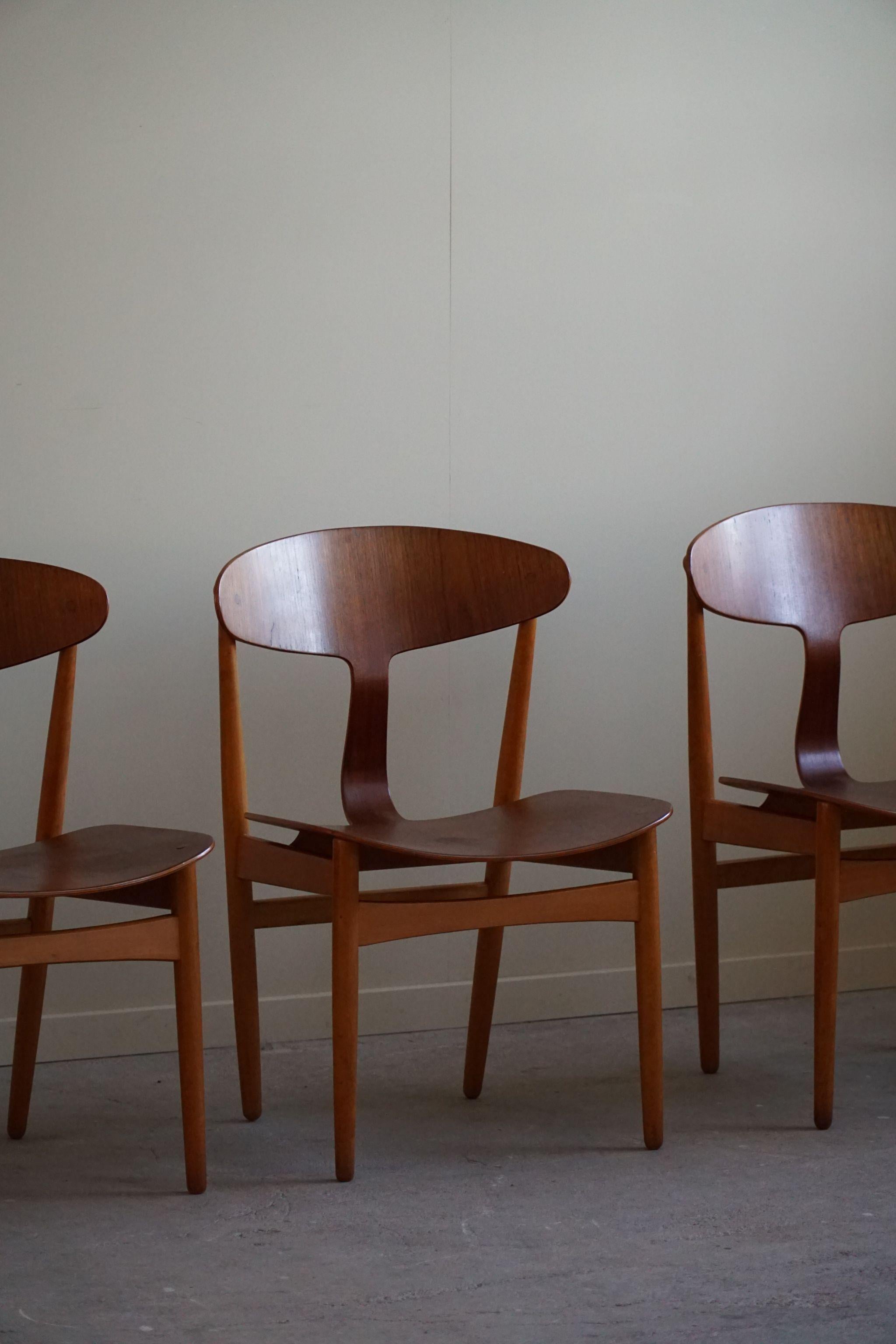 Mid-Century Modern Ejner Larsen & Aksel Bender Madsen, Set of 4 Chairs, Danish Mid Century, 1954 For Sale