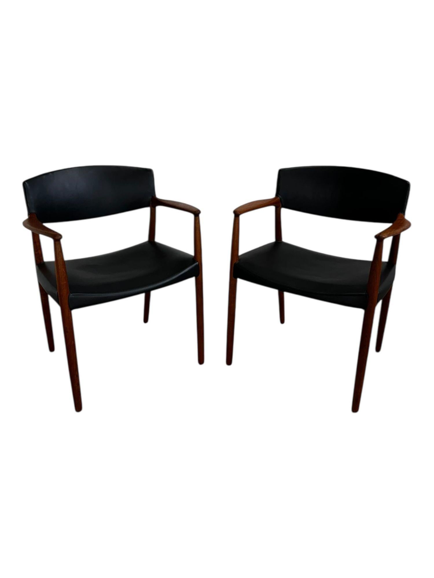 Danish Ejner Larsen & Aksel Bender Madsen Teak Captain Chairs, 1950 For Sale