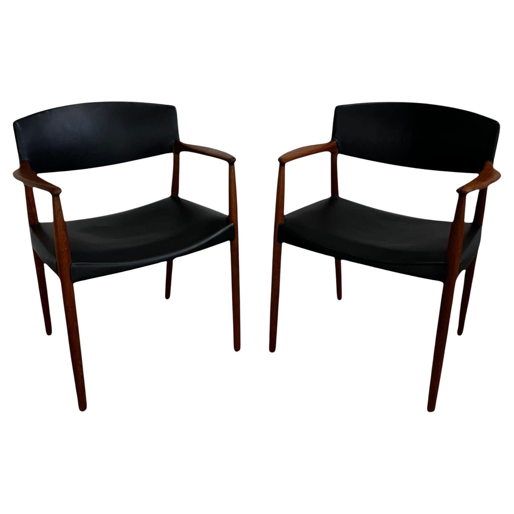 Ejner Larsen & Aksel Bender Madsen Teak Captain Chairs, 1950 For Sale